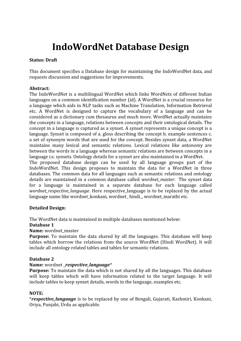 Indowordnet Database Design