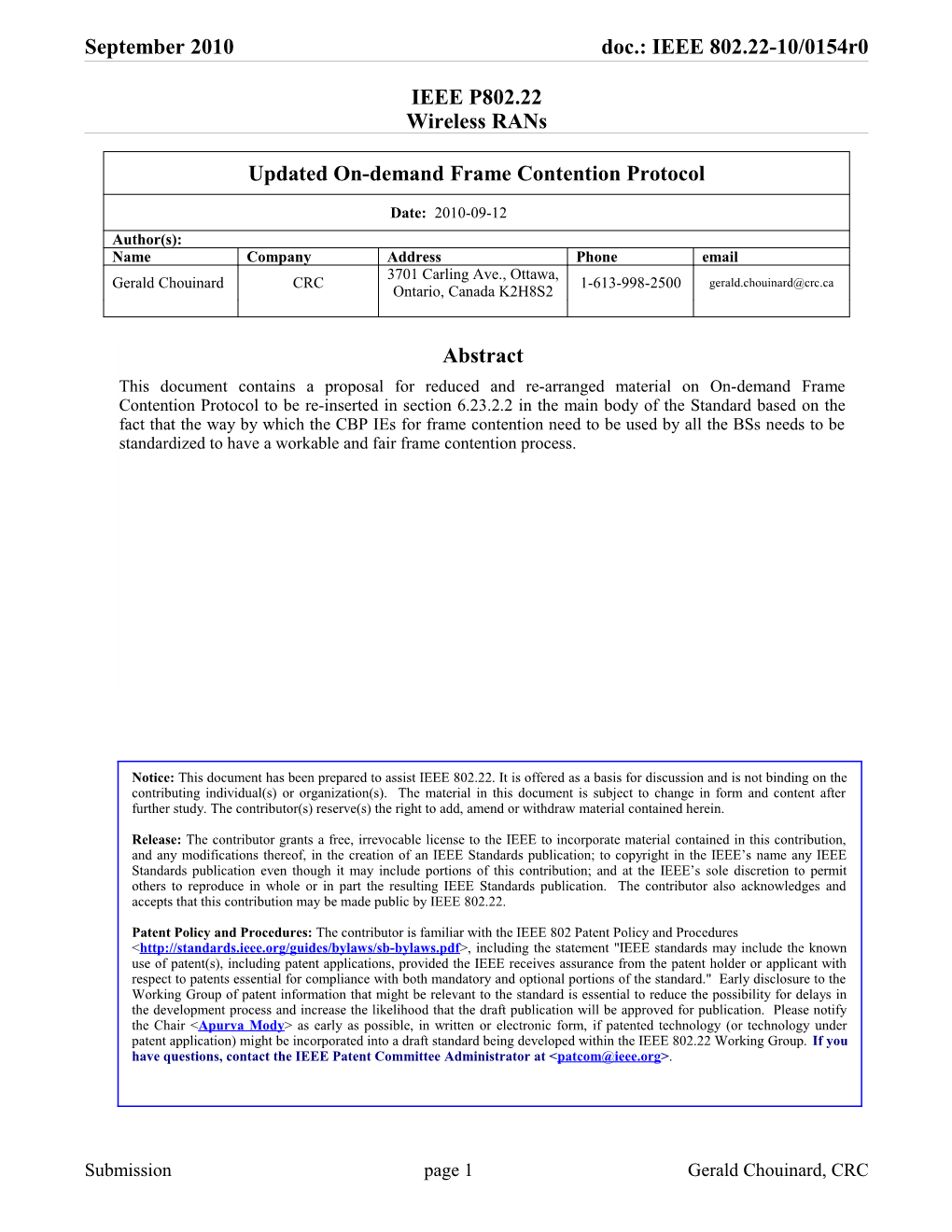 Updated On-Demand Frame Contention Protocol