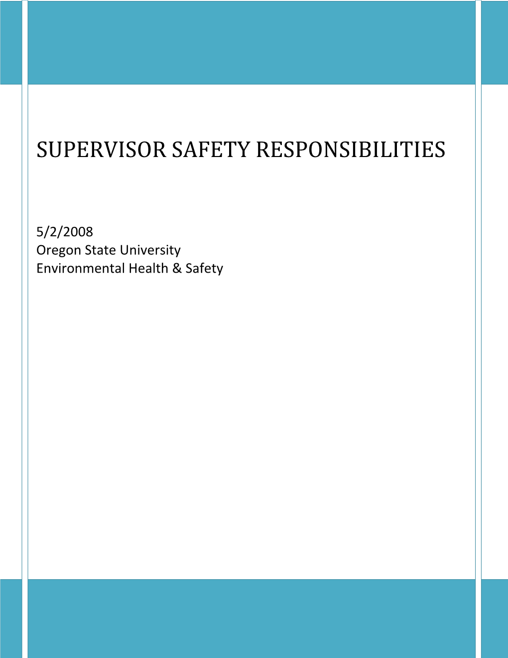 Supervisor Safety Responsibilities