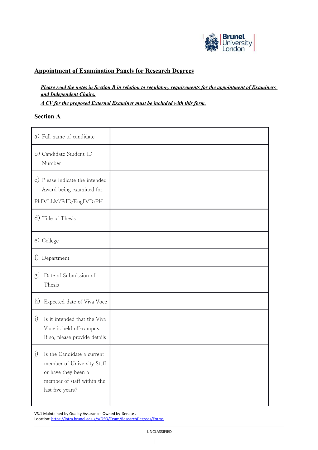 Appointment of Examination Panels for Research Degrees