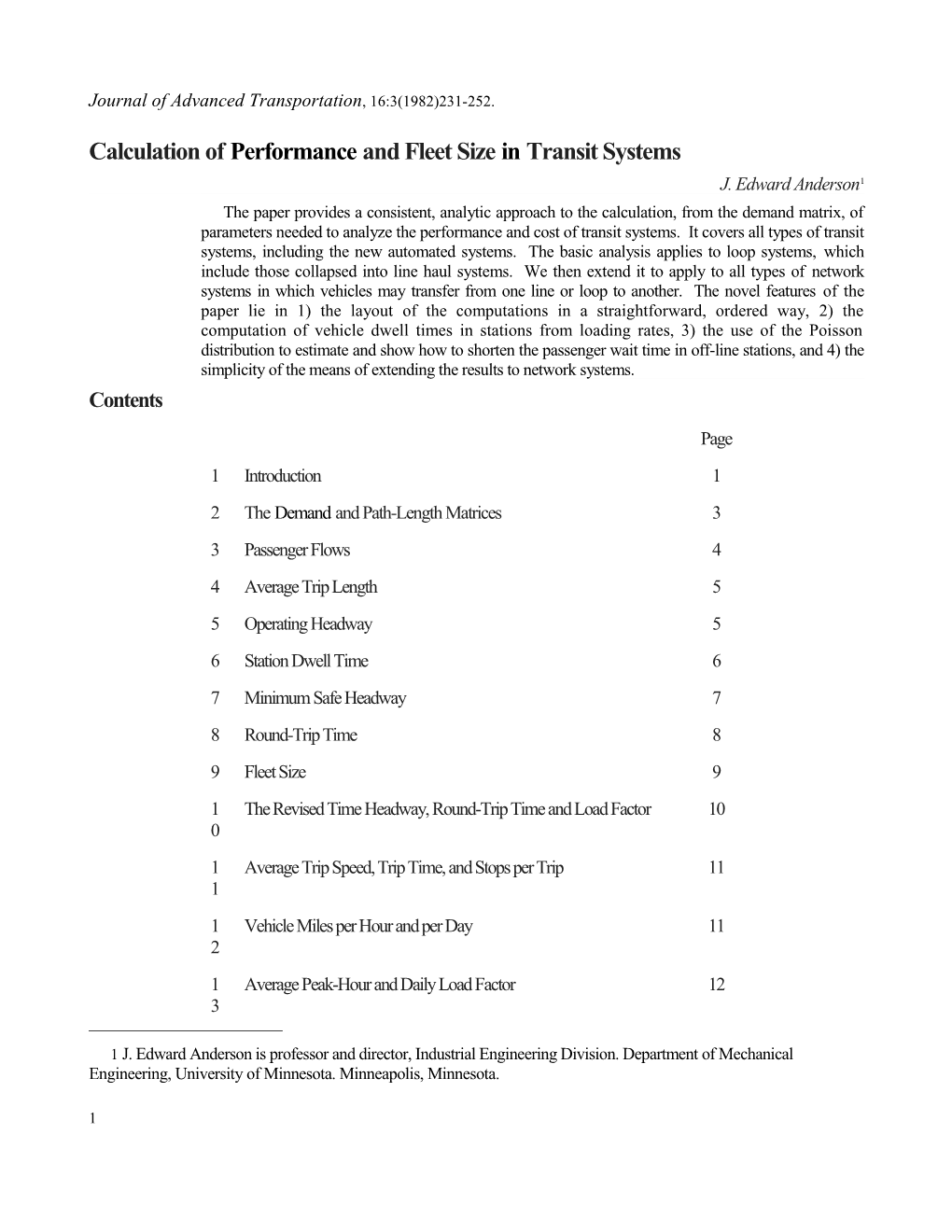 Calculation of Performance and Fleet Size in Transit Systems