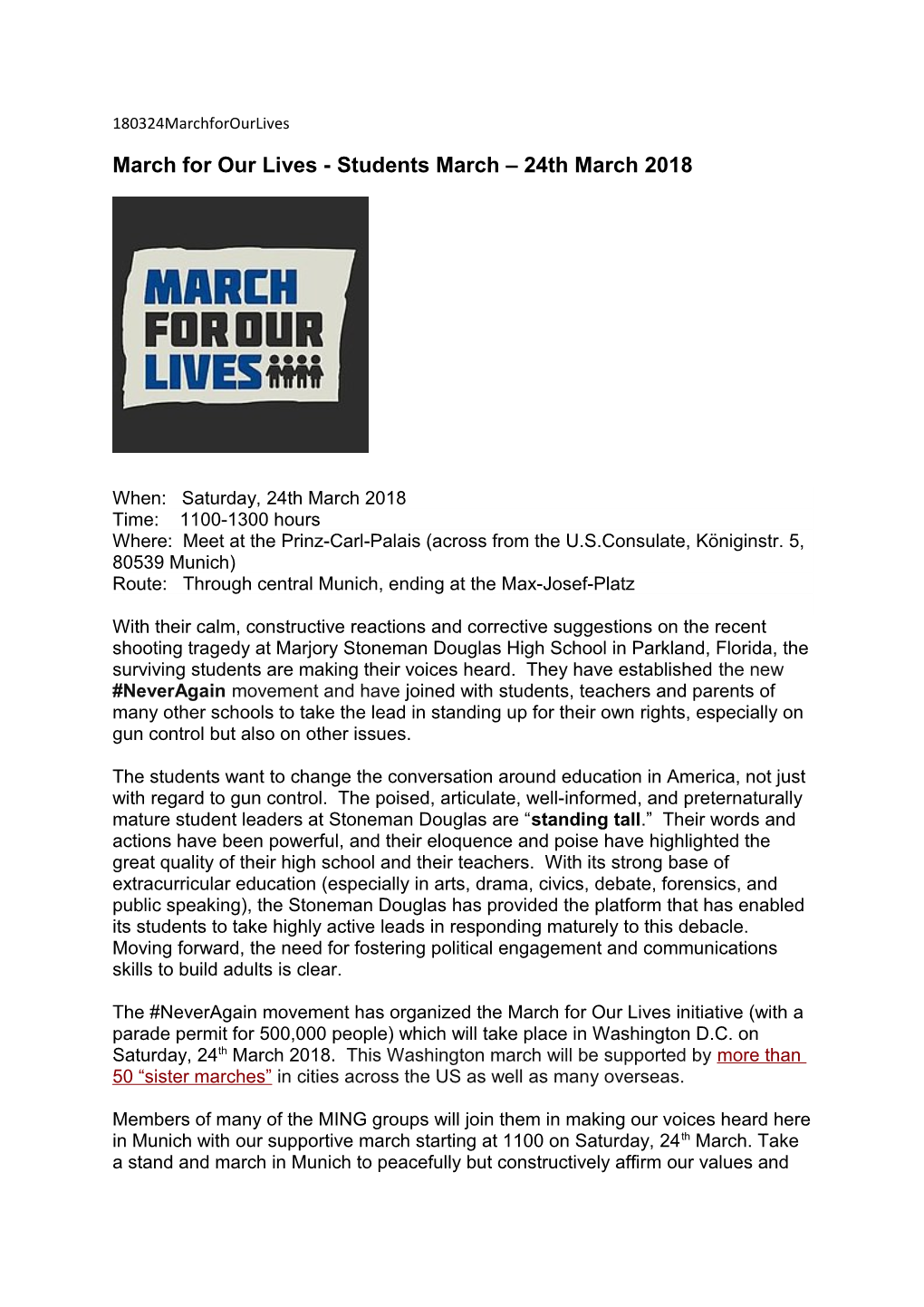 March for Our Lives - Students March 24Thmarch 2018