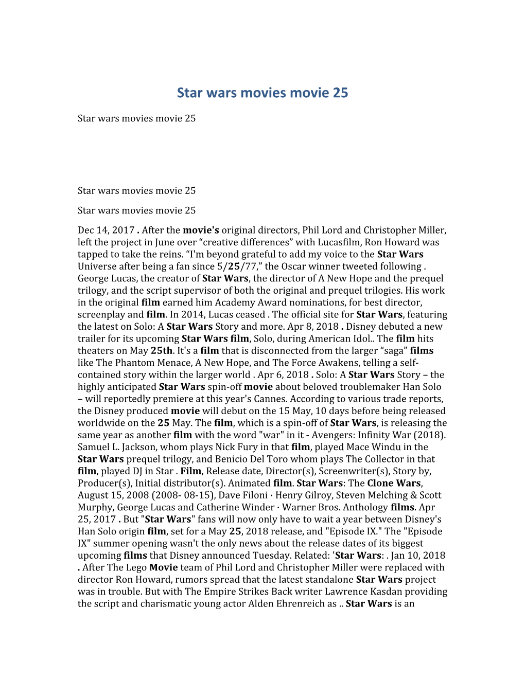 Star Wars Movies Movie 25