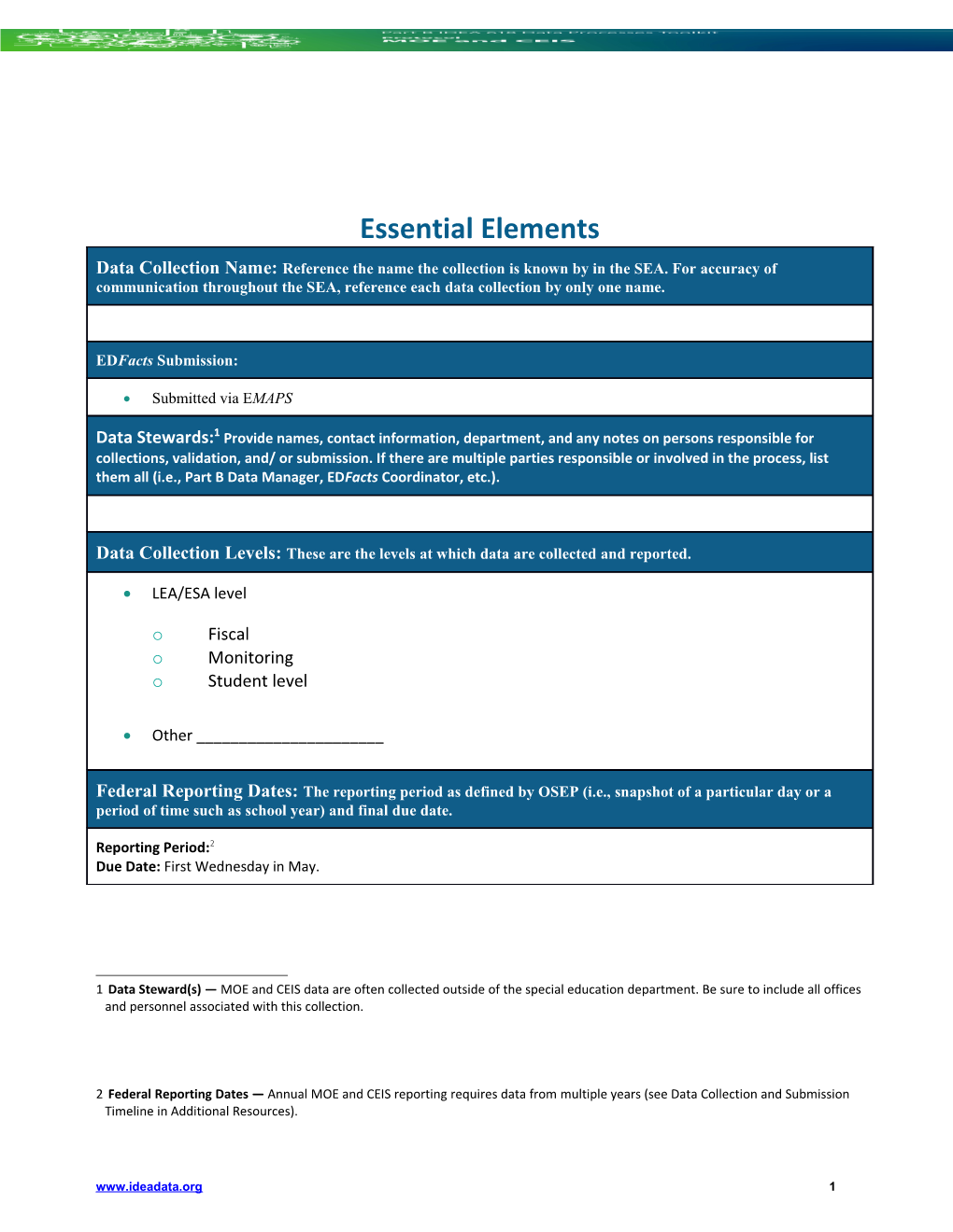 Part B IDEA 618 Data Processes Toolkit