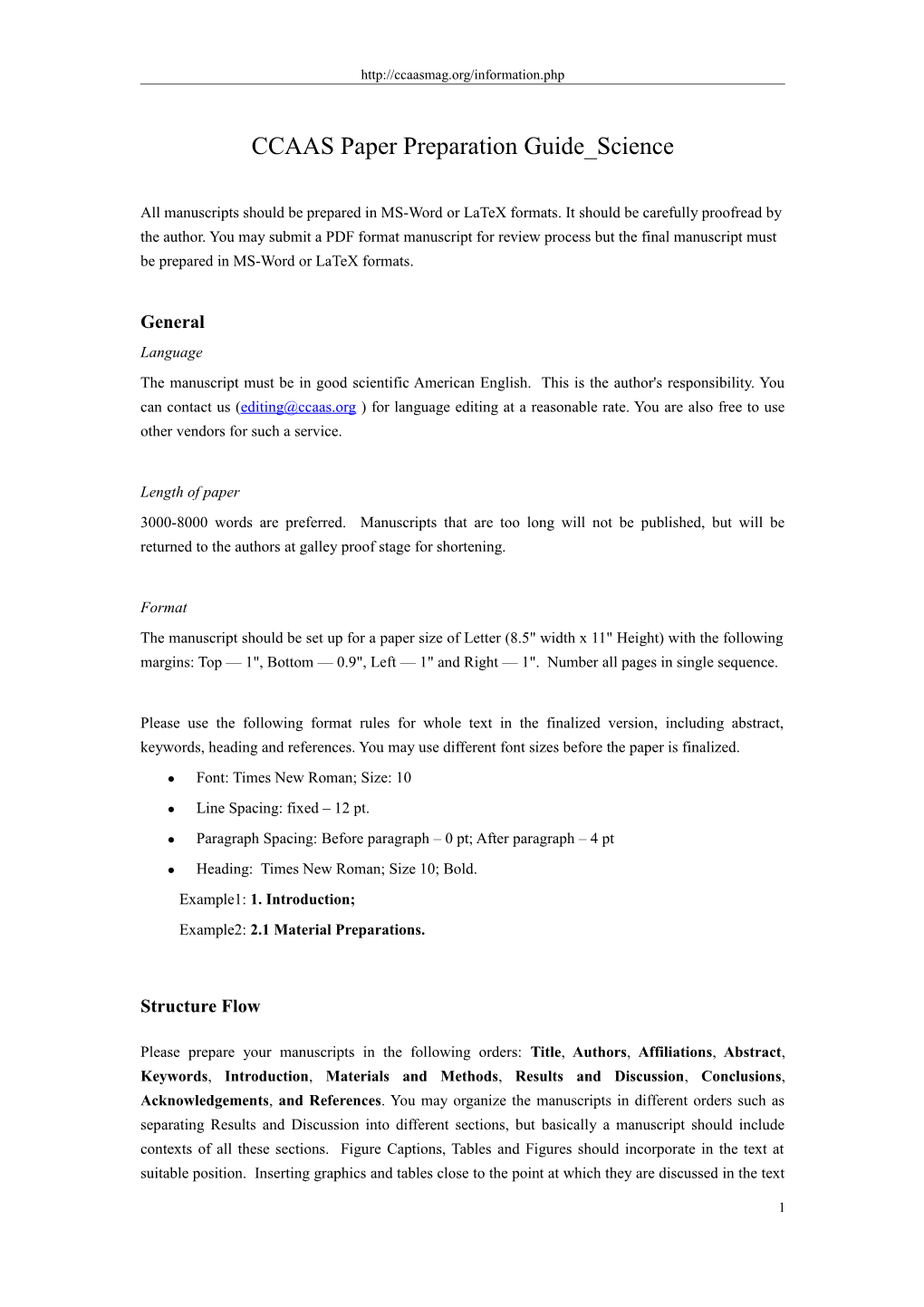 CCAAS Paper Preparation Guide Science