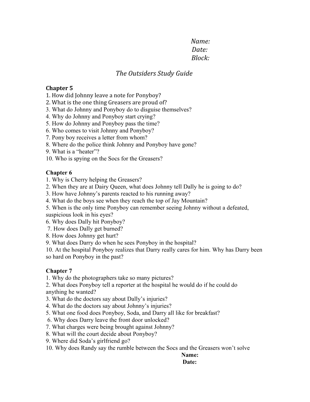 1. How Did Johnny Leave a Note for Ponyboy?