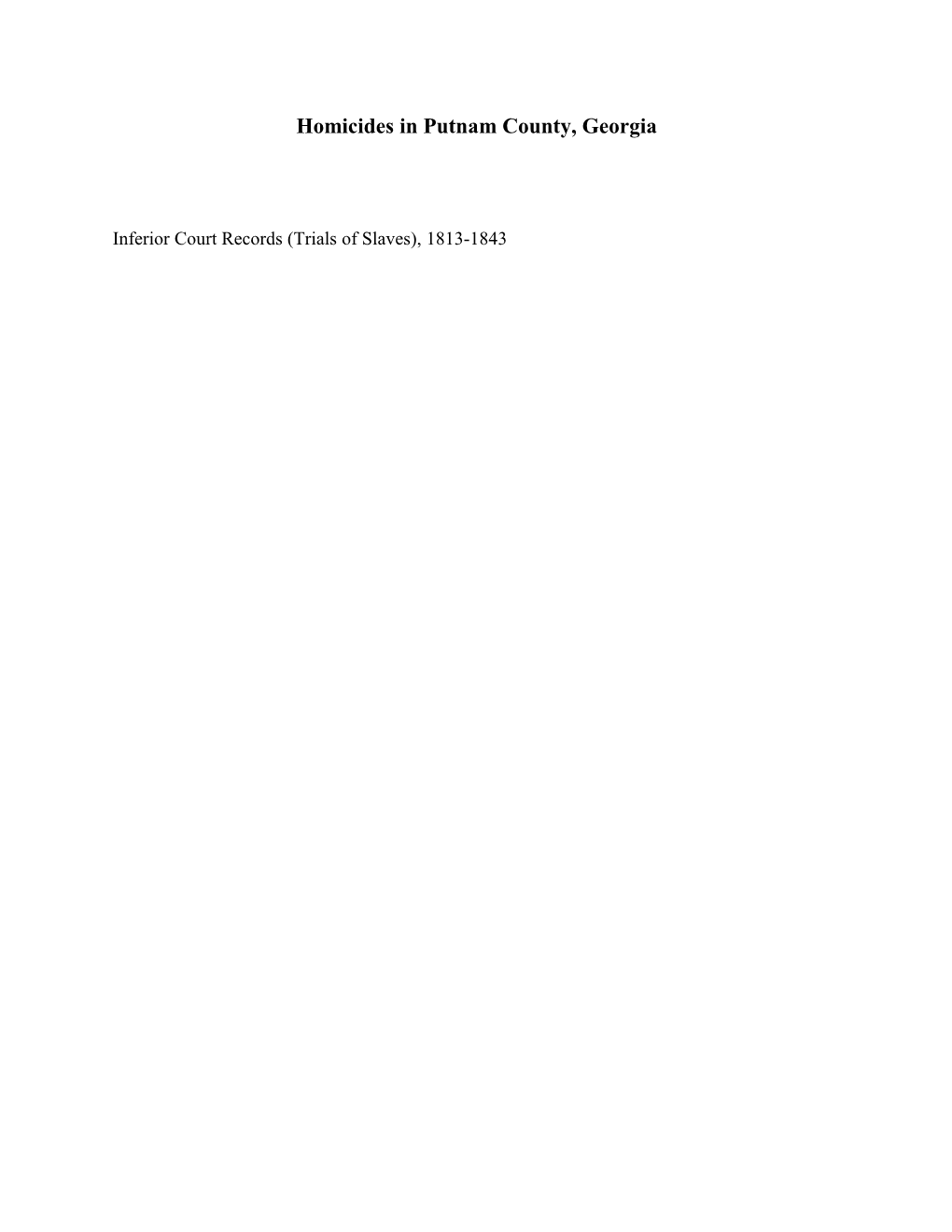 Homicides in Putnam County, Georgia