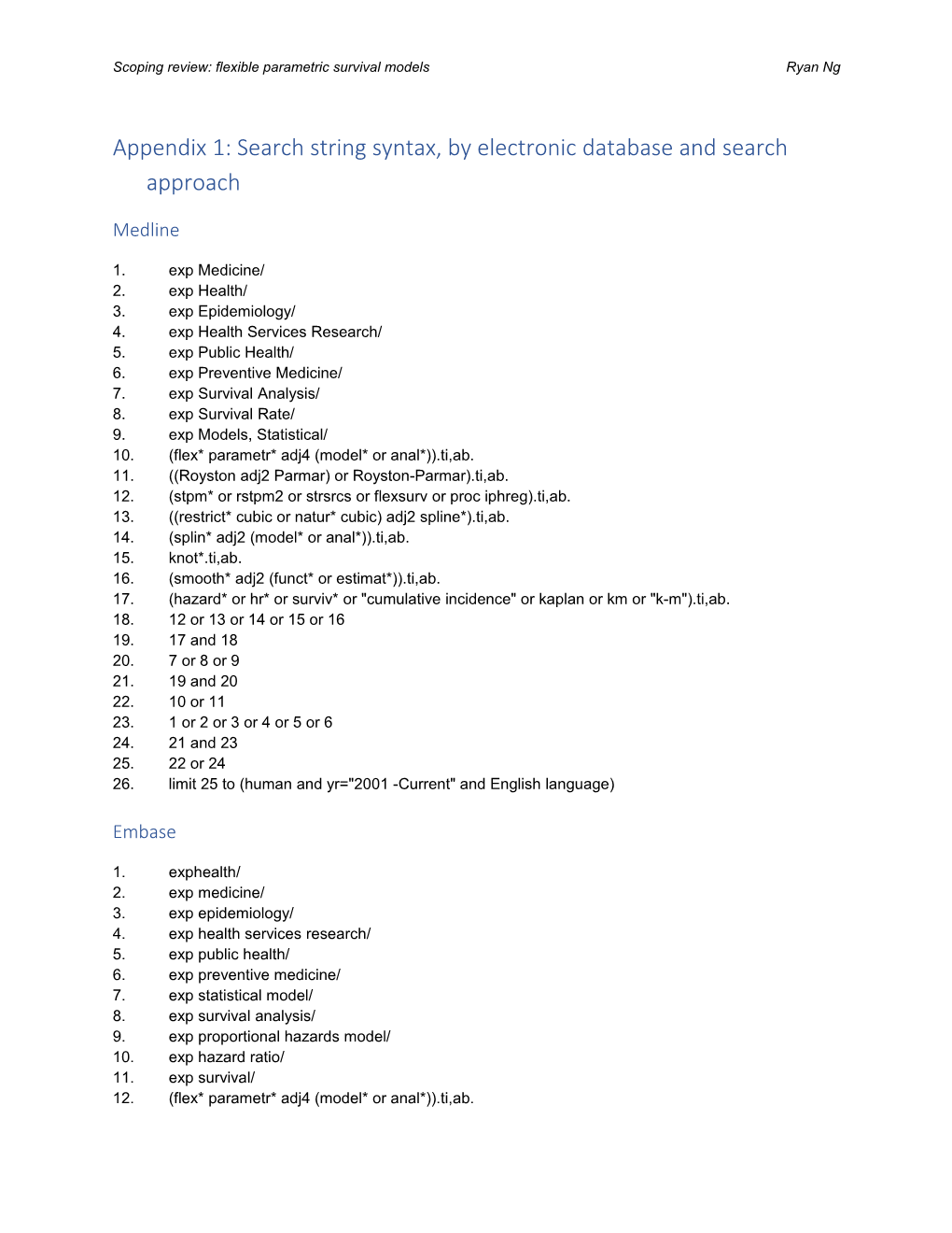 Appendix 1: Search String Syntax, by Electronic Database and Search Approach