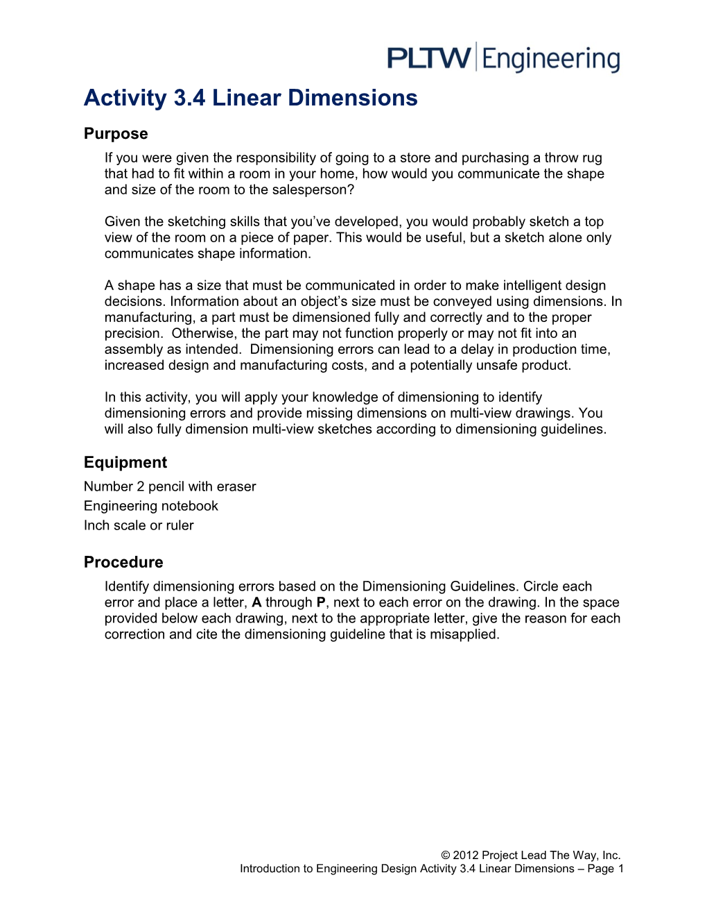 Activity 3.4 Linear Dimensions