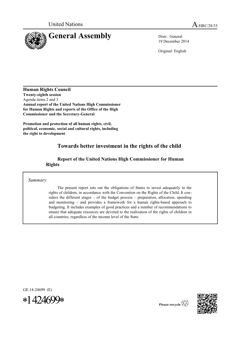 Towards Better Investment in the Rights of the Child Violations in English