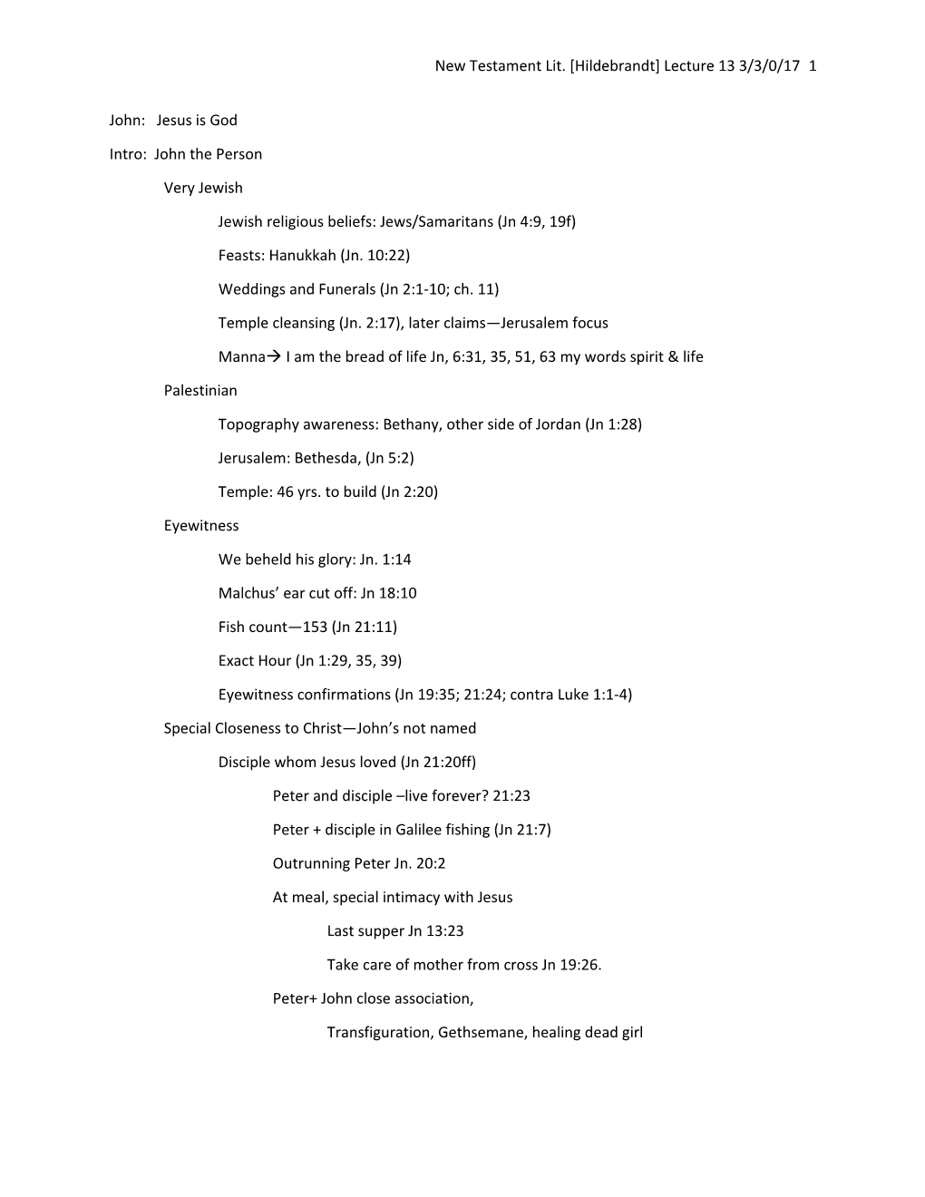 New Testament Lit. Hildebrandt Lecture 13 3/3/0/17 1
