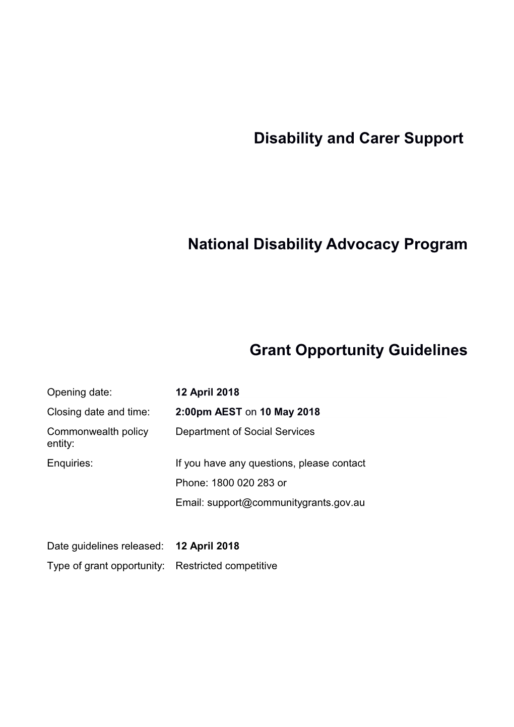 Disability and Carer Support