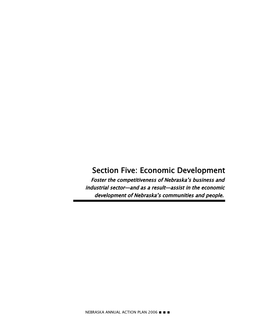 Section Five: Economic Development