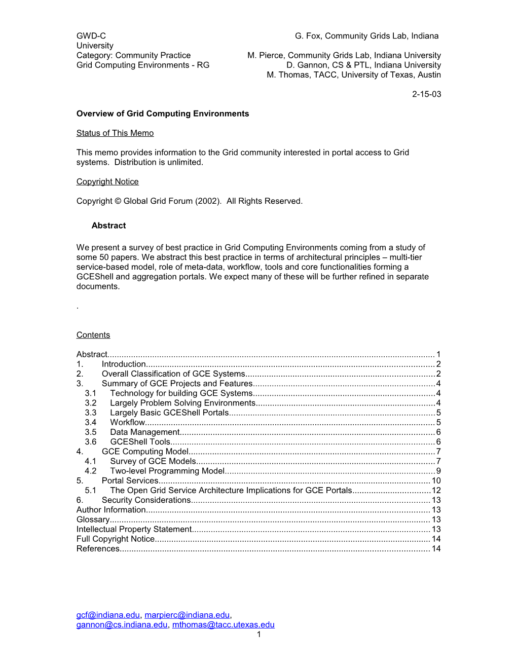 Overview of Grid Computing Environments