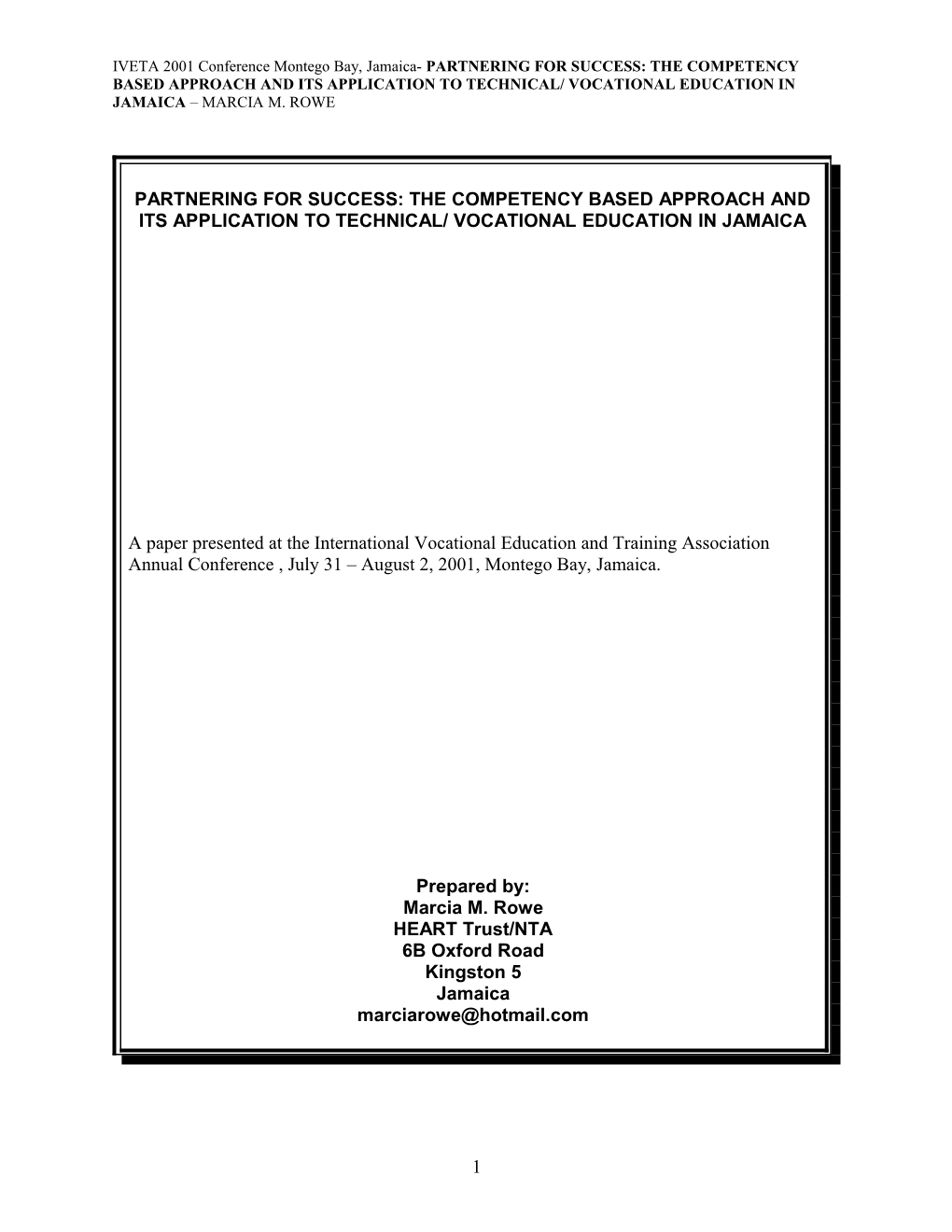 Partenering for Success: the Competency Based Approach and Its Application to Technical