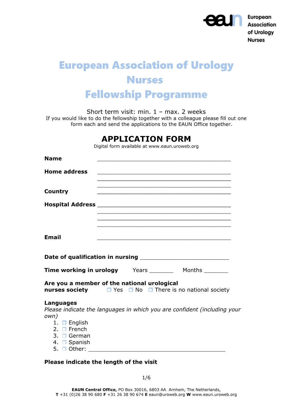 European Association of Urology Nurses