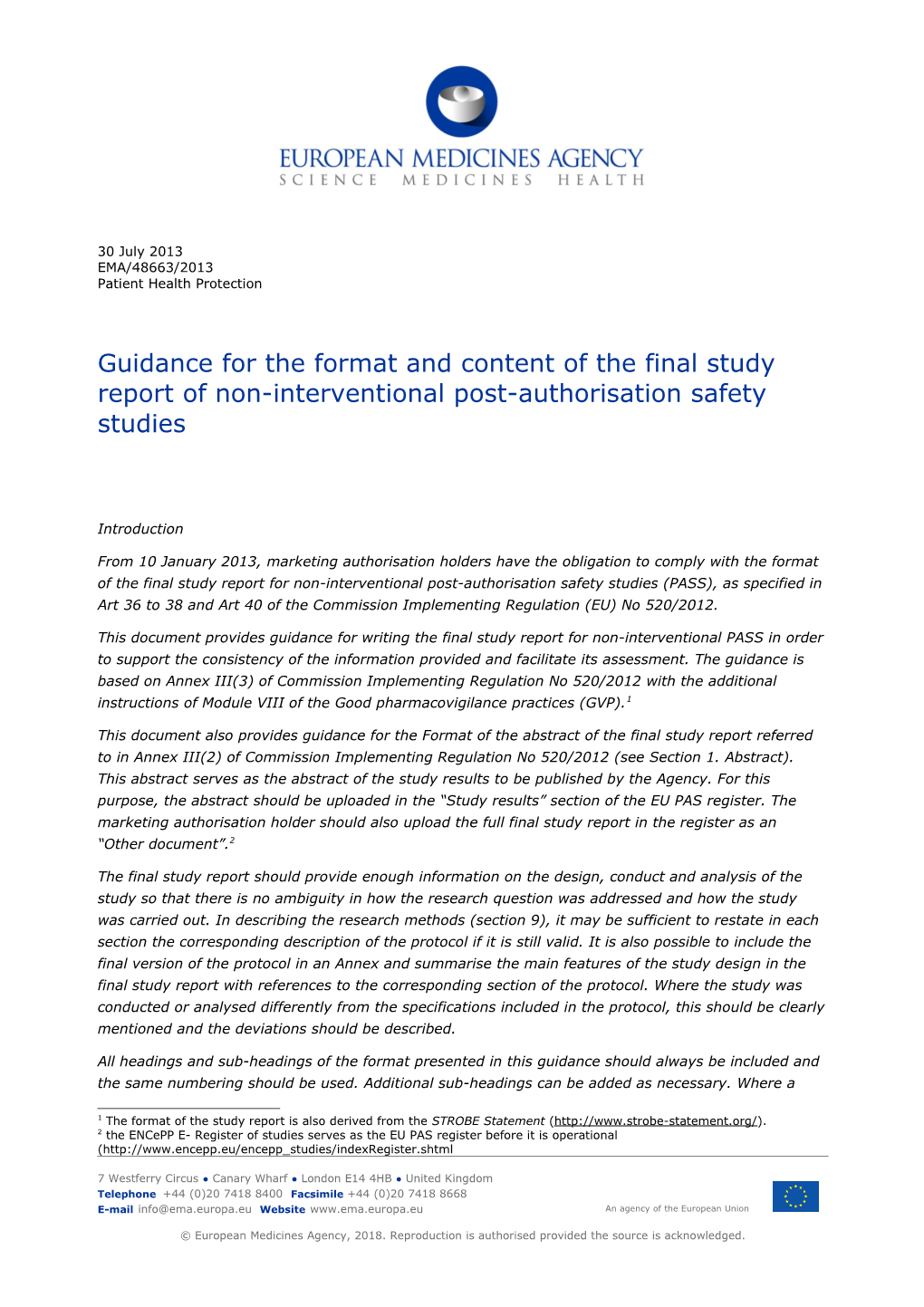 Guidance for PASS Final Study Report