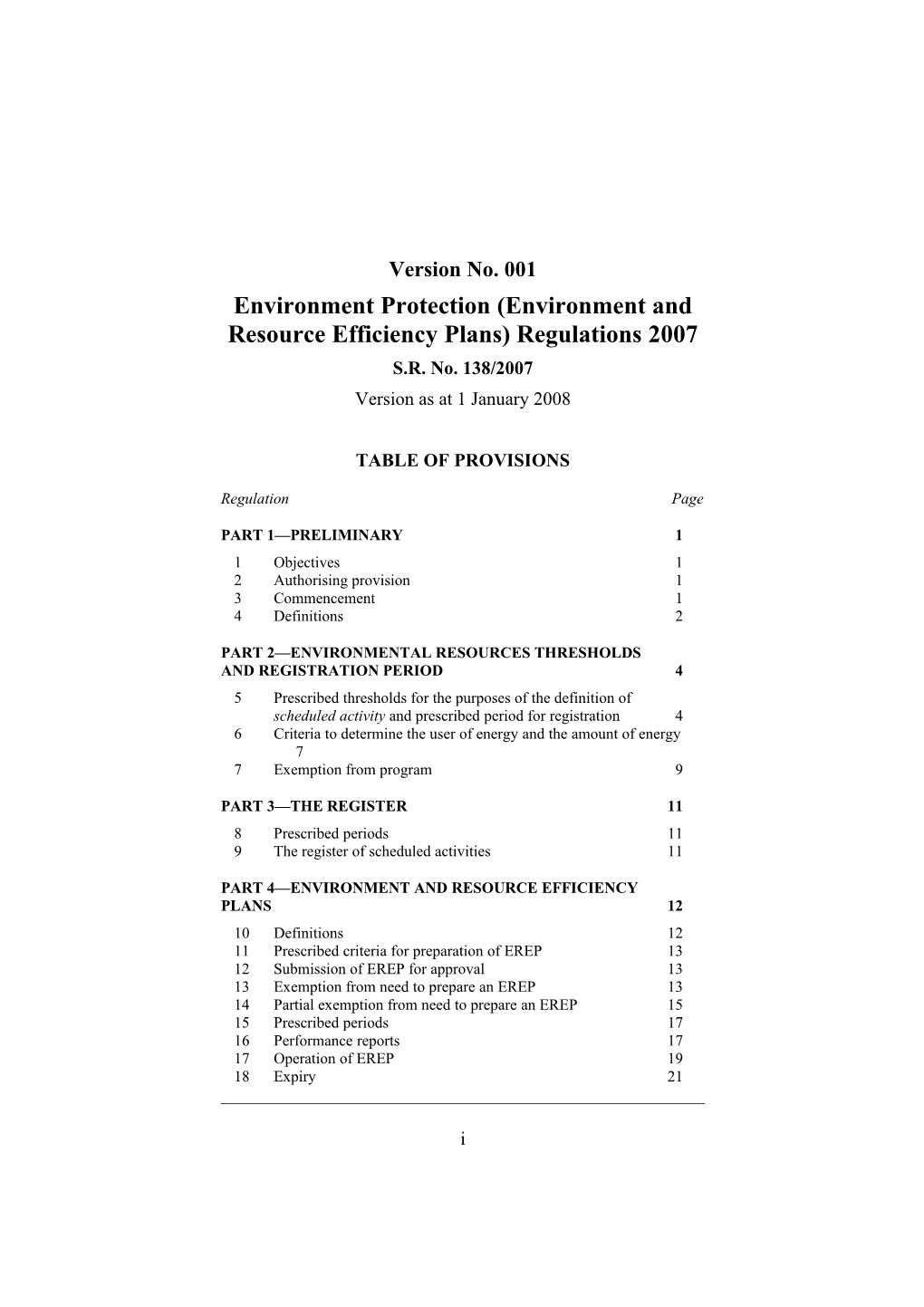 Environment Protection (Environment and Resource Efficiency Plans) Regulations 2007