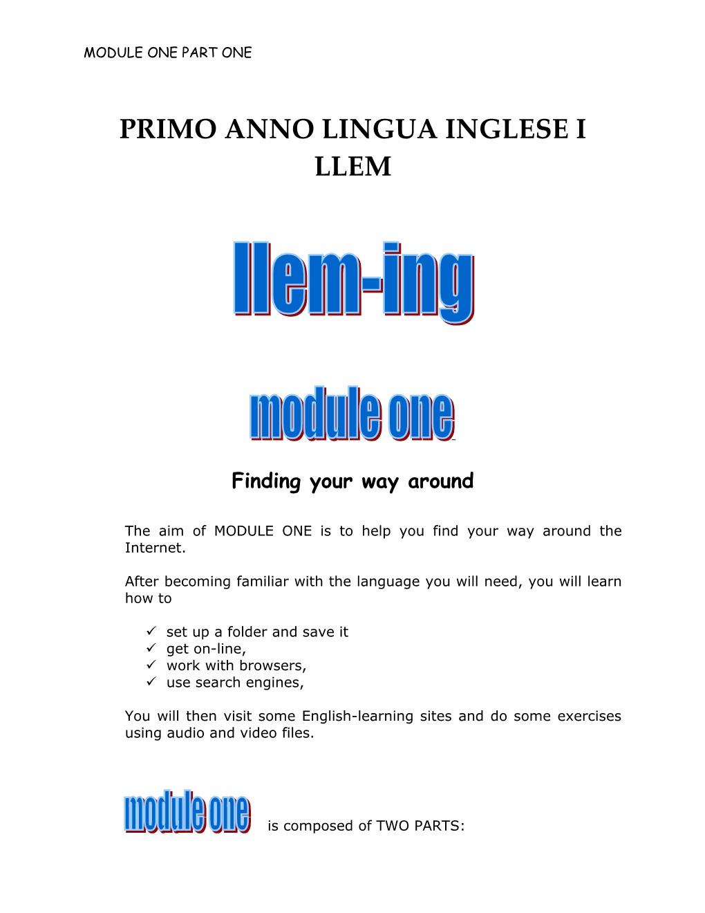 Primo Anno Lingua Inglese I Llem