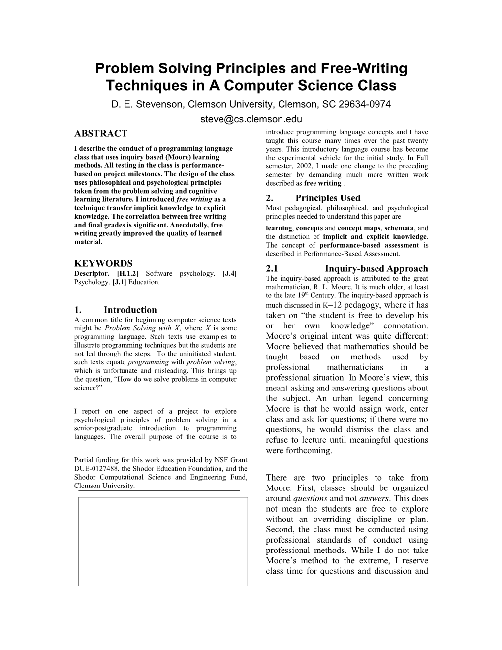 Problem Solving Principles and Free-Writing Techniques in a Computer Science Class