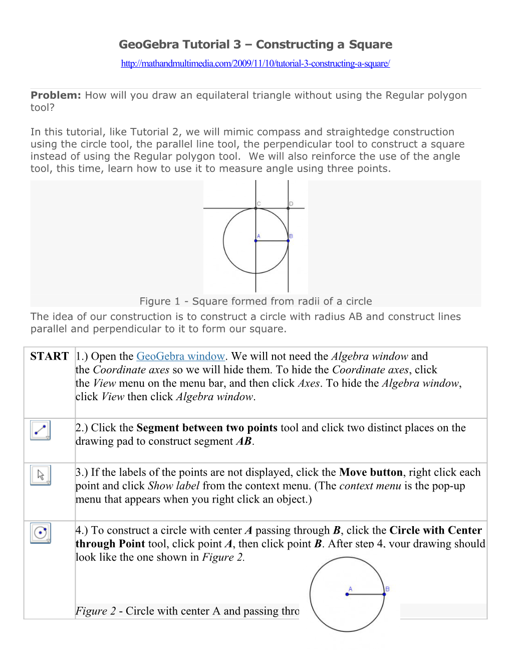 Geogebra Tutorial 3 Constructing Asquare