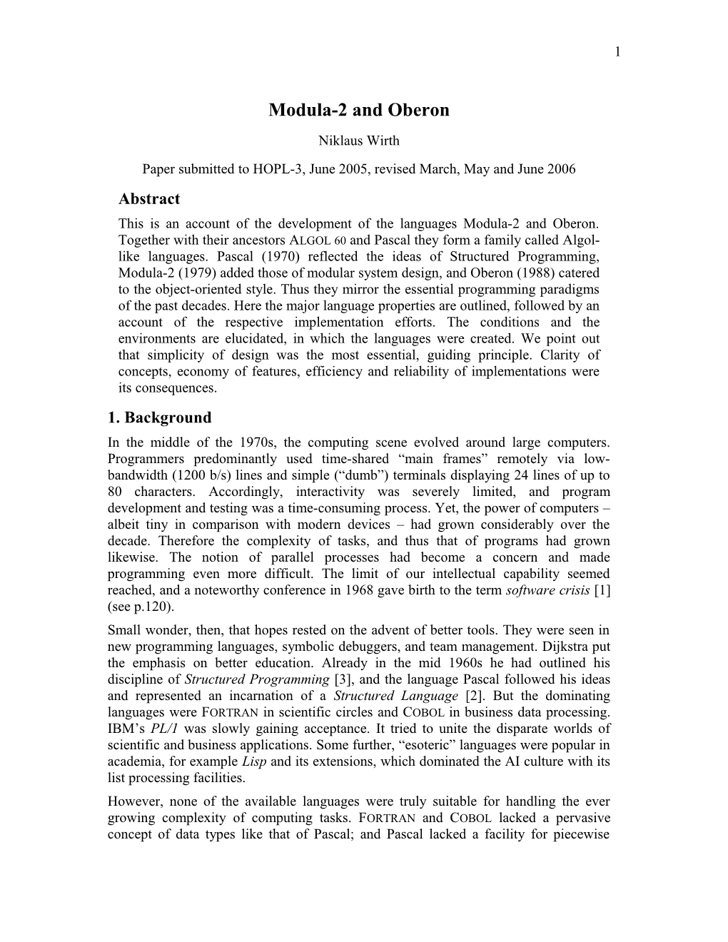 The History of Modula-2 and Oberon