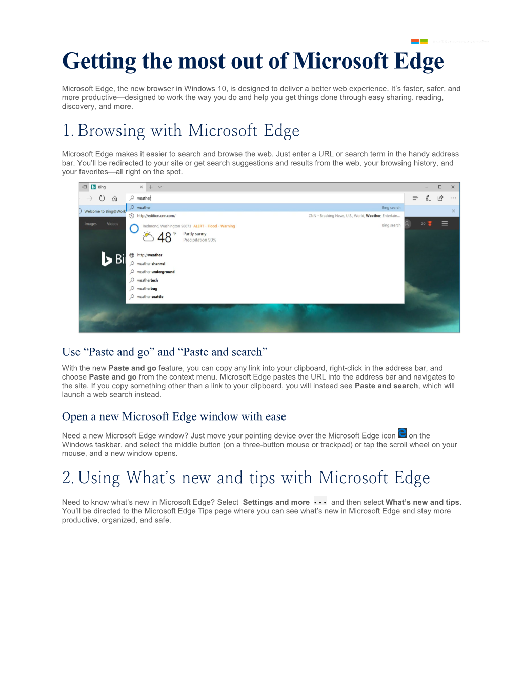 Page 1 Getting the Most out of Microsoft Edge