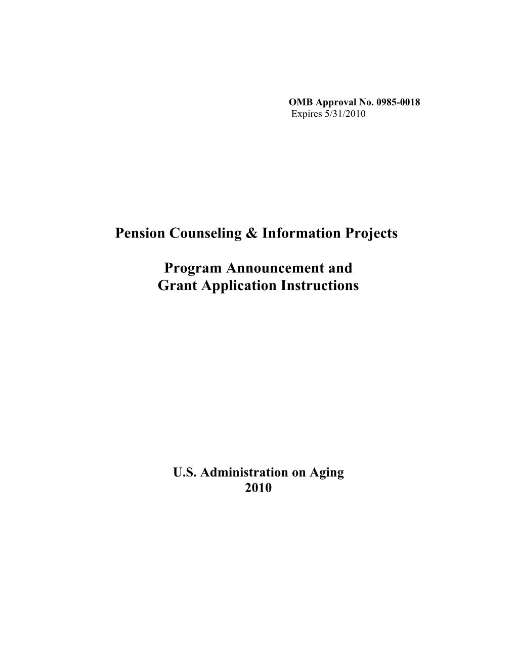Pension Counseling and Information Projects