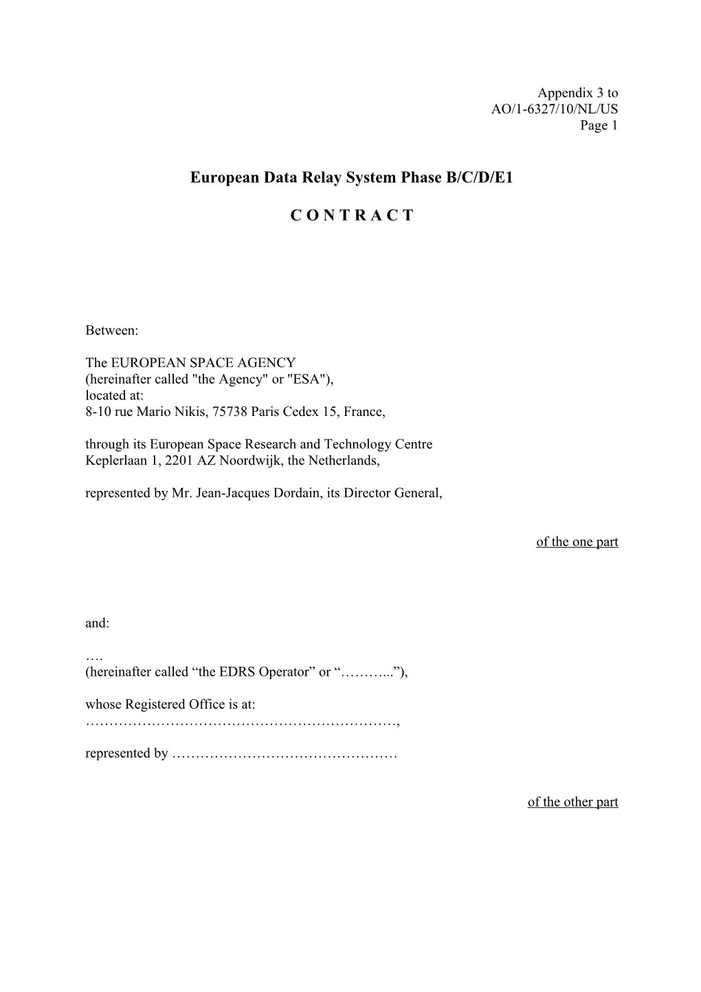 European Data Relay System Phase B/C/D/E1