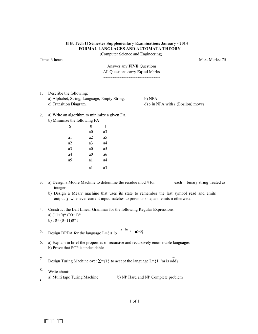 Formal Languages and Automata Theory