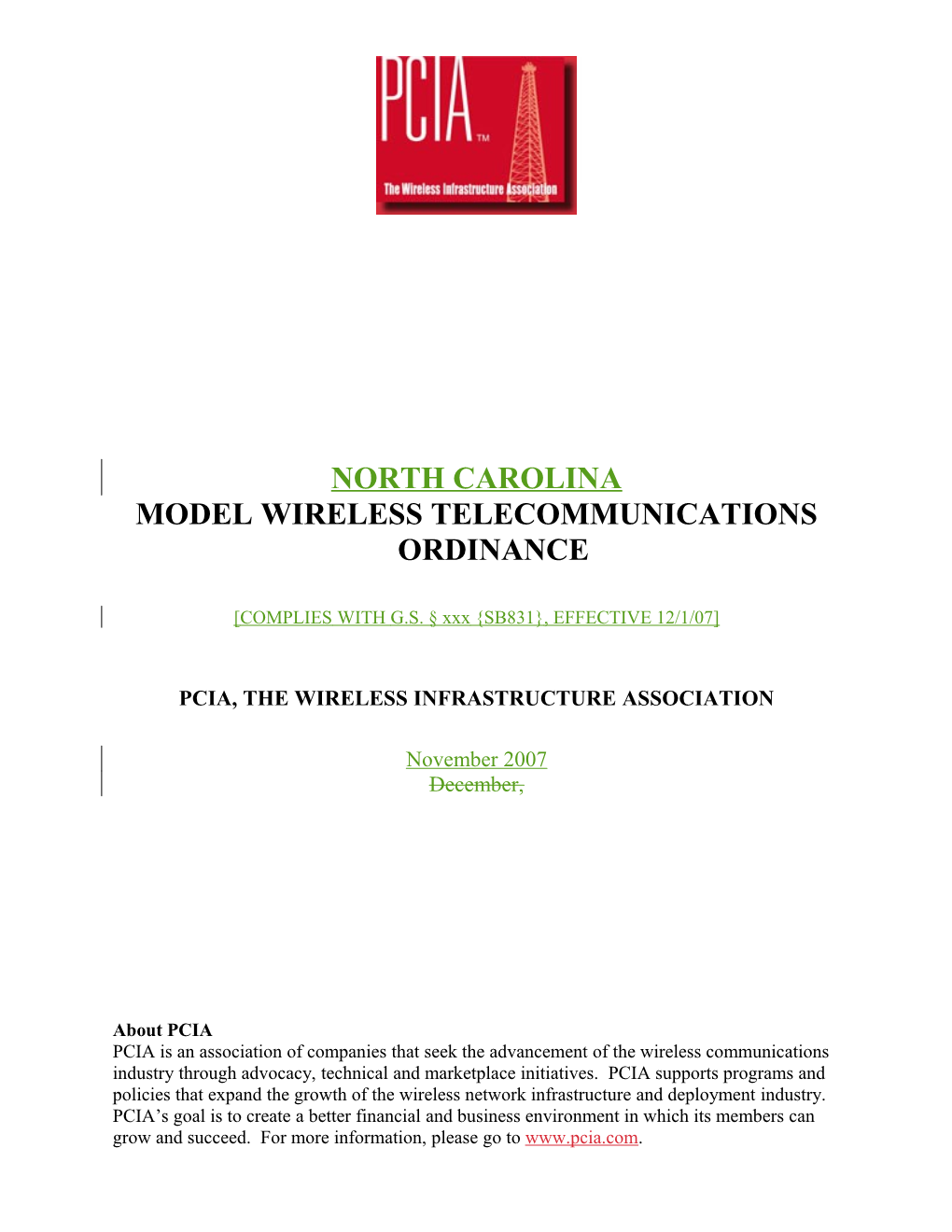 Model Wireless Telecommunications Ordinance