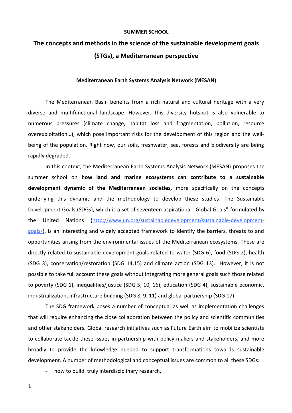 Mediterranean Earth Systems Analysis Network (MESAN)