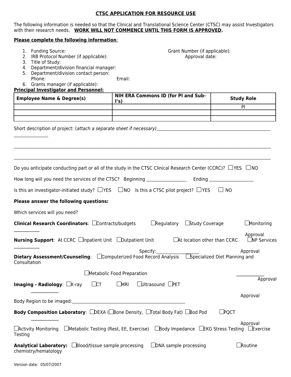 OHSU Clinical Trials Office Services Agreement Form