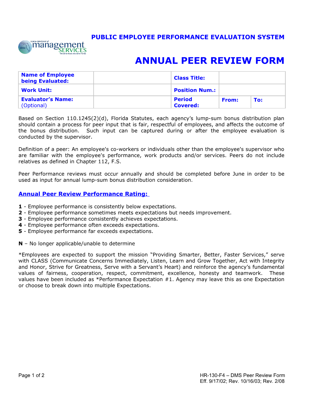 Member Performance Work Plans