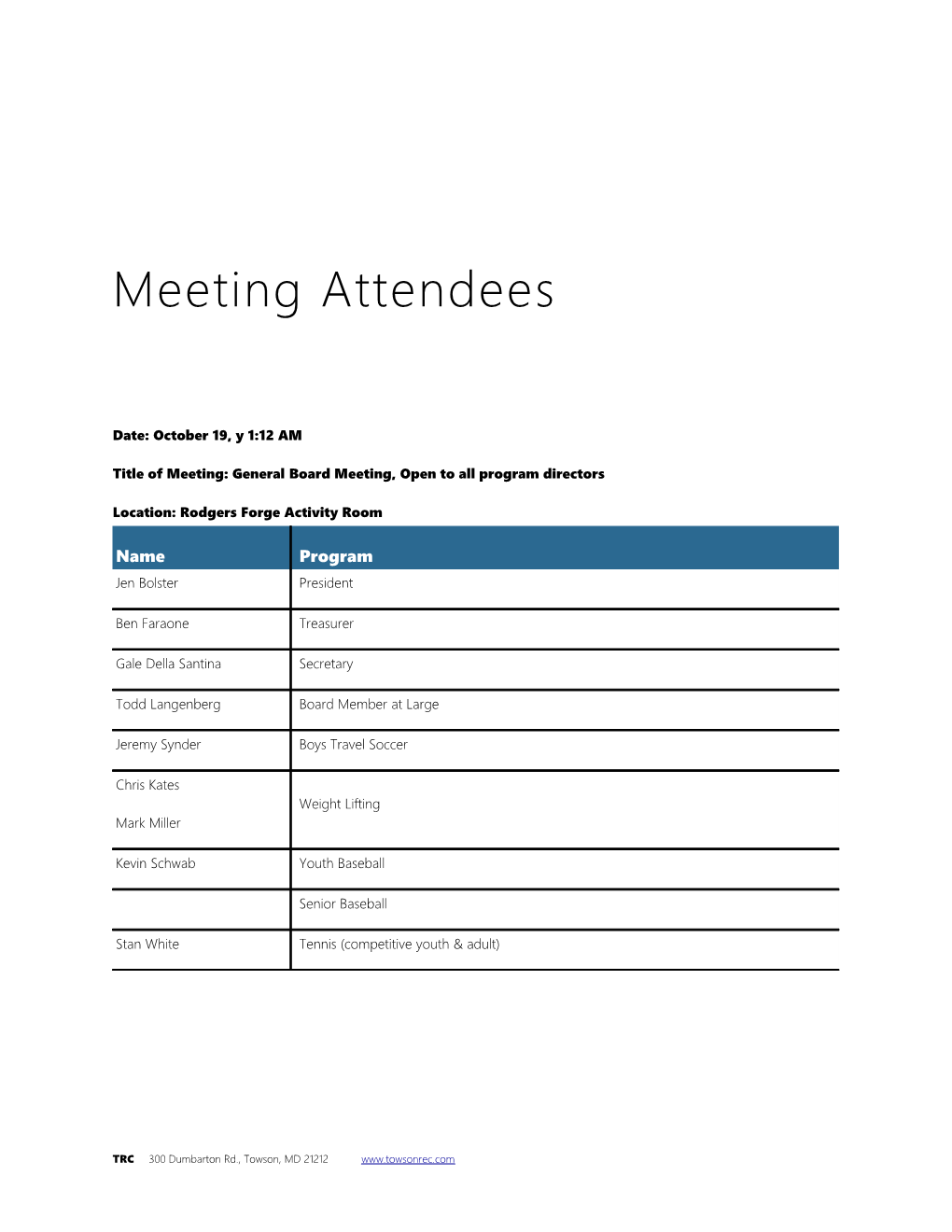 Title of Meeting: General Board Meeting, Open to All Program Directors