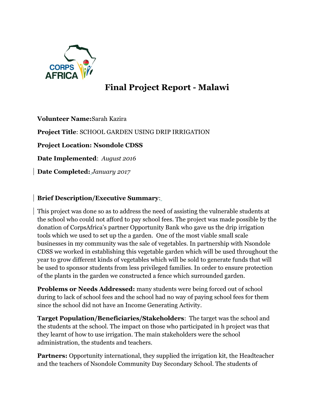 Project Title:SCHOOL GARDEN USING DRIP IRRIGATION