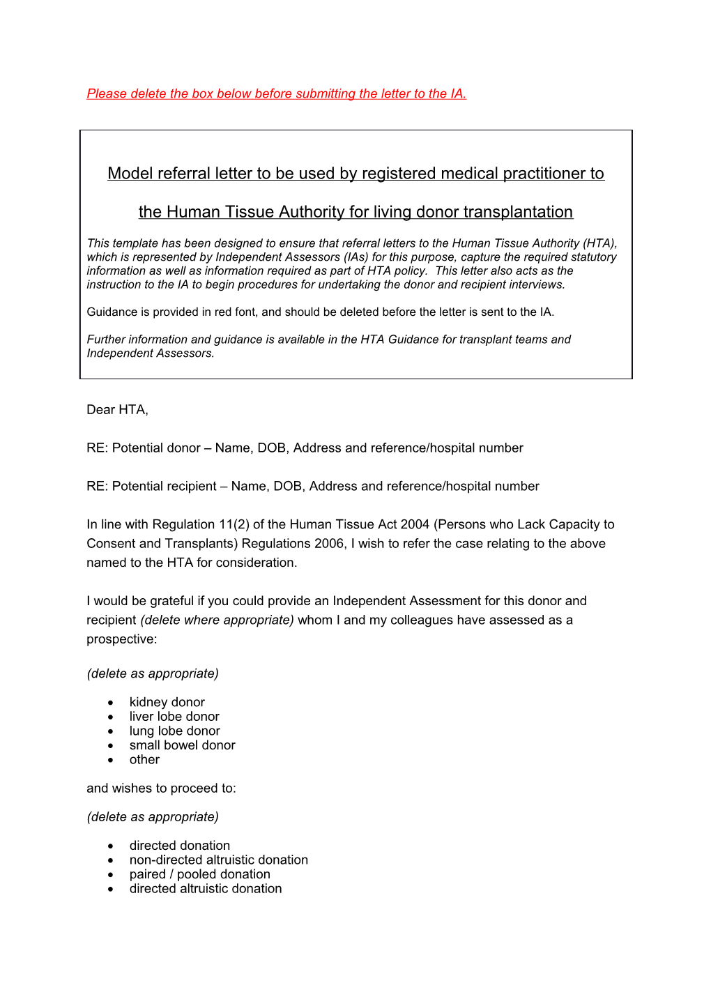 Model Referral Letter Template 2012