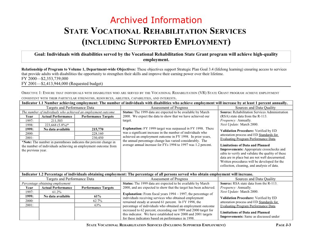 Archived: State Vocational Rehabilitation Services (Including Supported Employment)