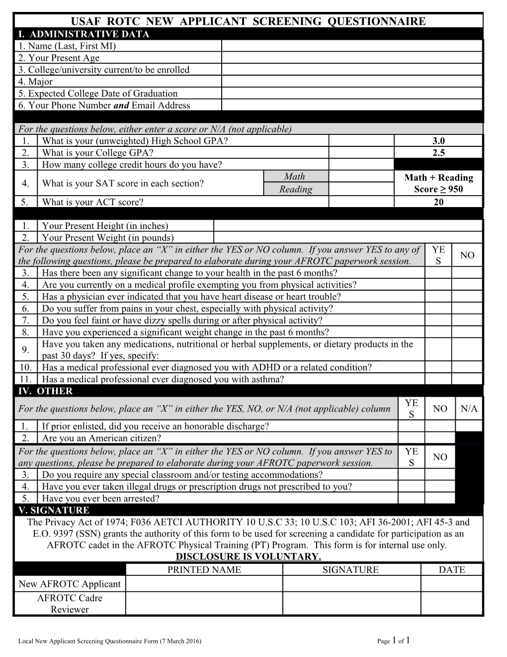 Local New Applicant Screening Questionnaire Form(7 March 2016) Page 1 of 1