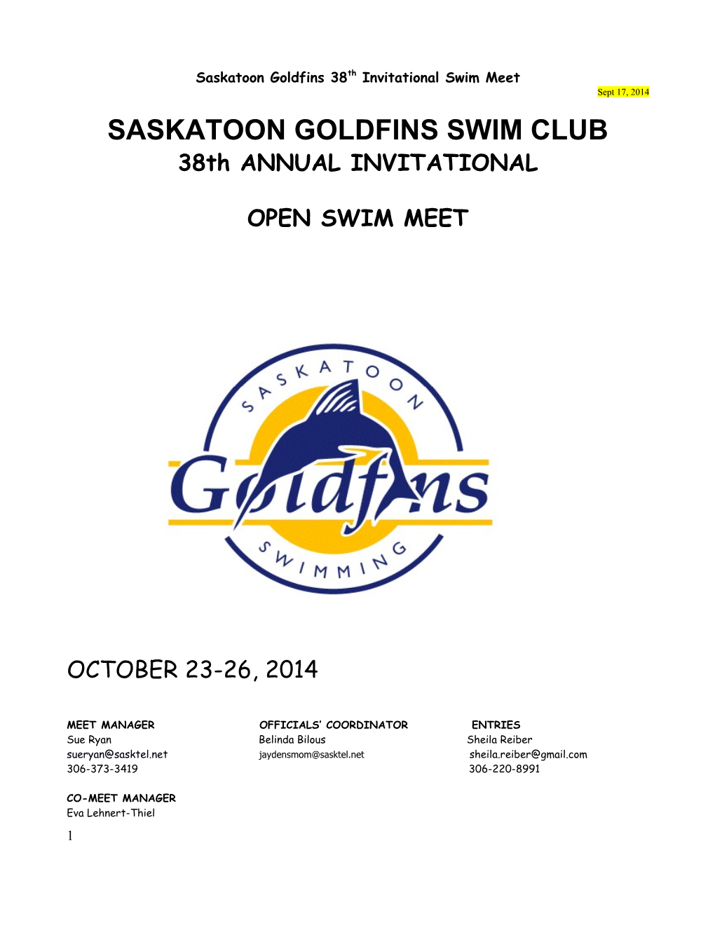 Saskatoon Goldfins Swim Club