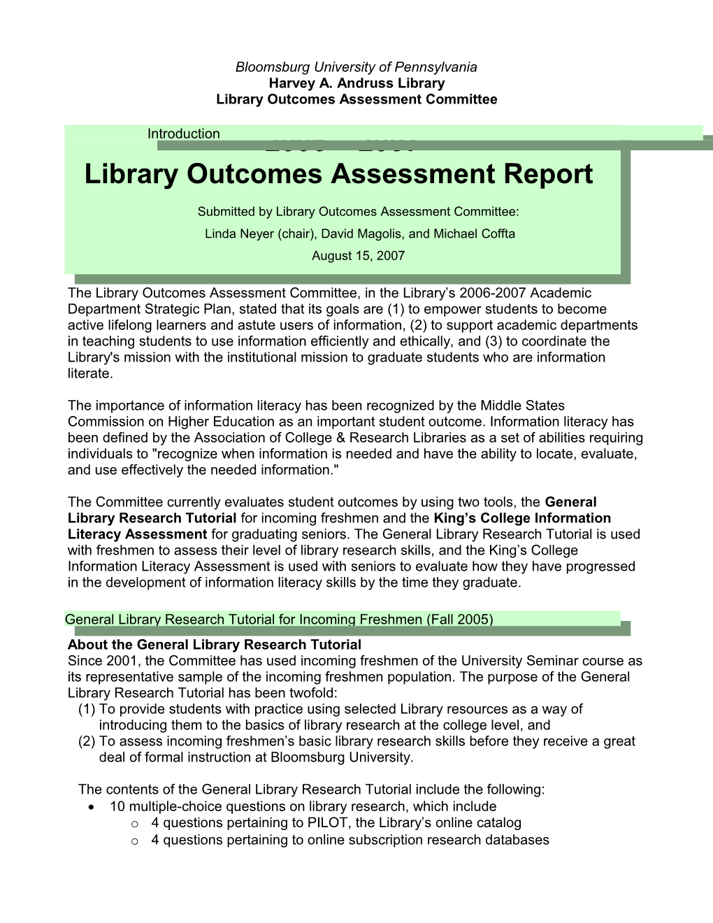 Library Outcomes Assessment Committee