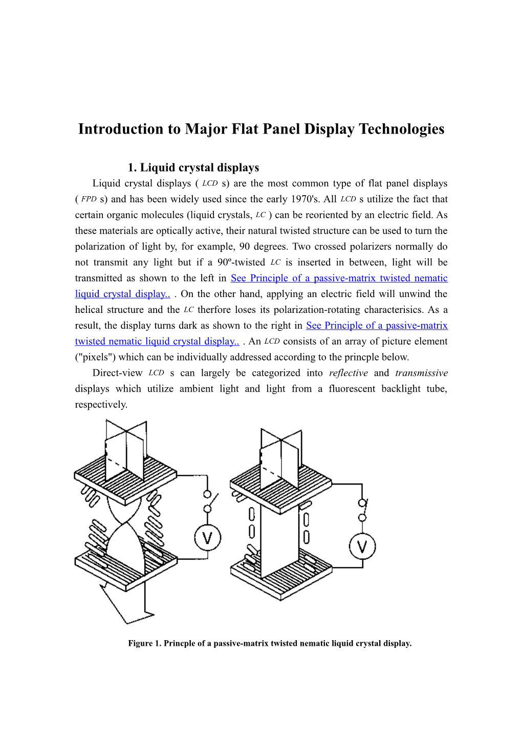 Introduction to Major Flat Panel Display Technologies