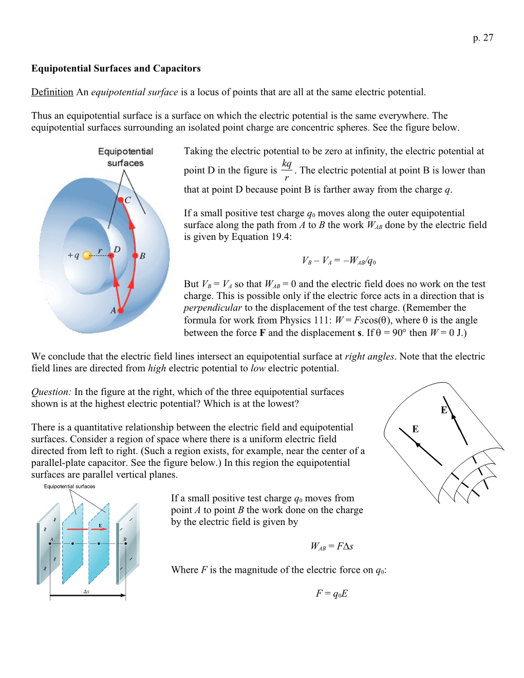 Equipotential Surfaces and Capacitors