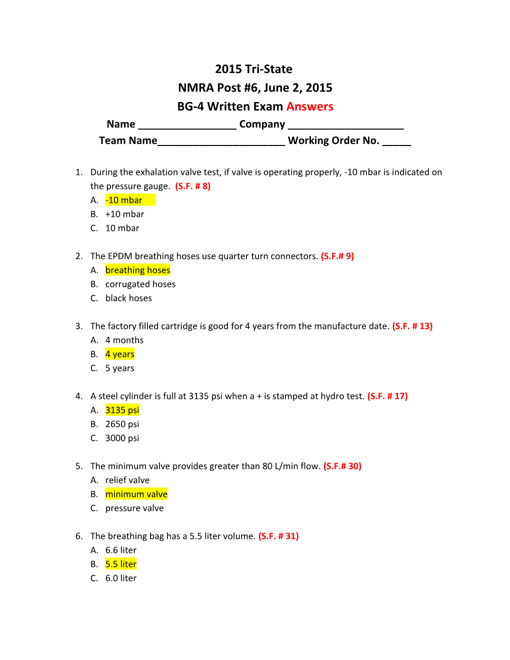 BG-4 Written Exam Answers