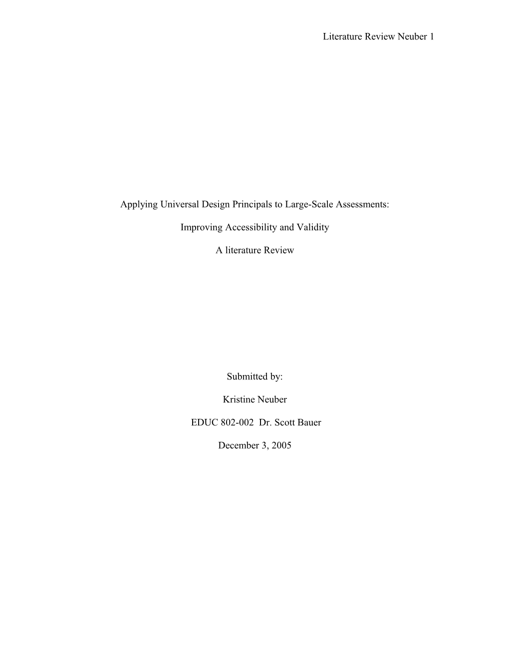 Applying Universal Design Principals to Large-Scale Assessments