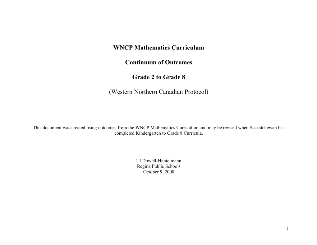 WNCP Mathematics Curriculum