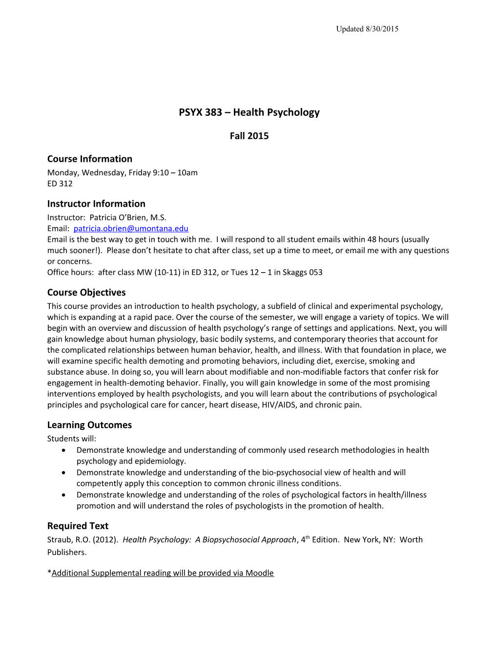 PSYX 383 Health Psychology
