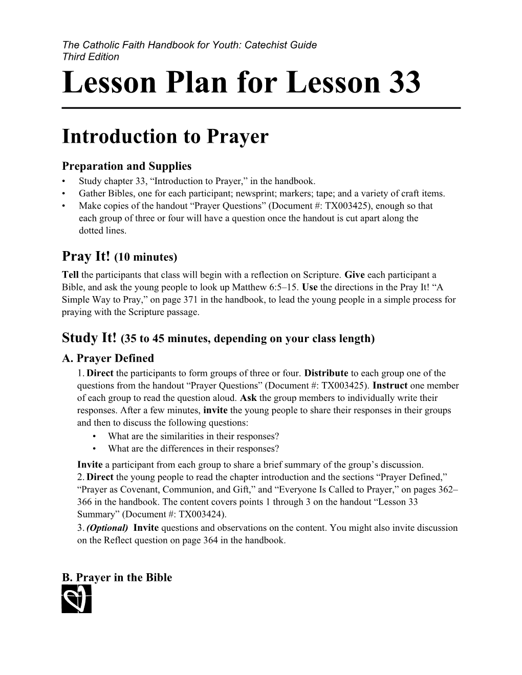 Lesson Plan for Lesson 33
