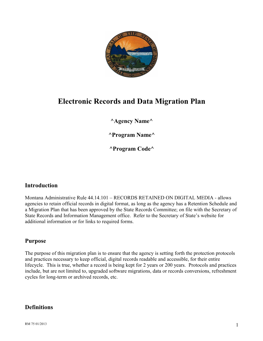 Electronic Records and Data Migration Plan