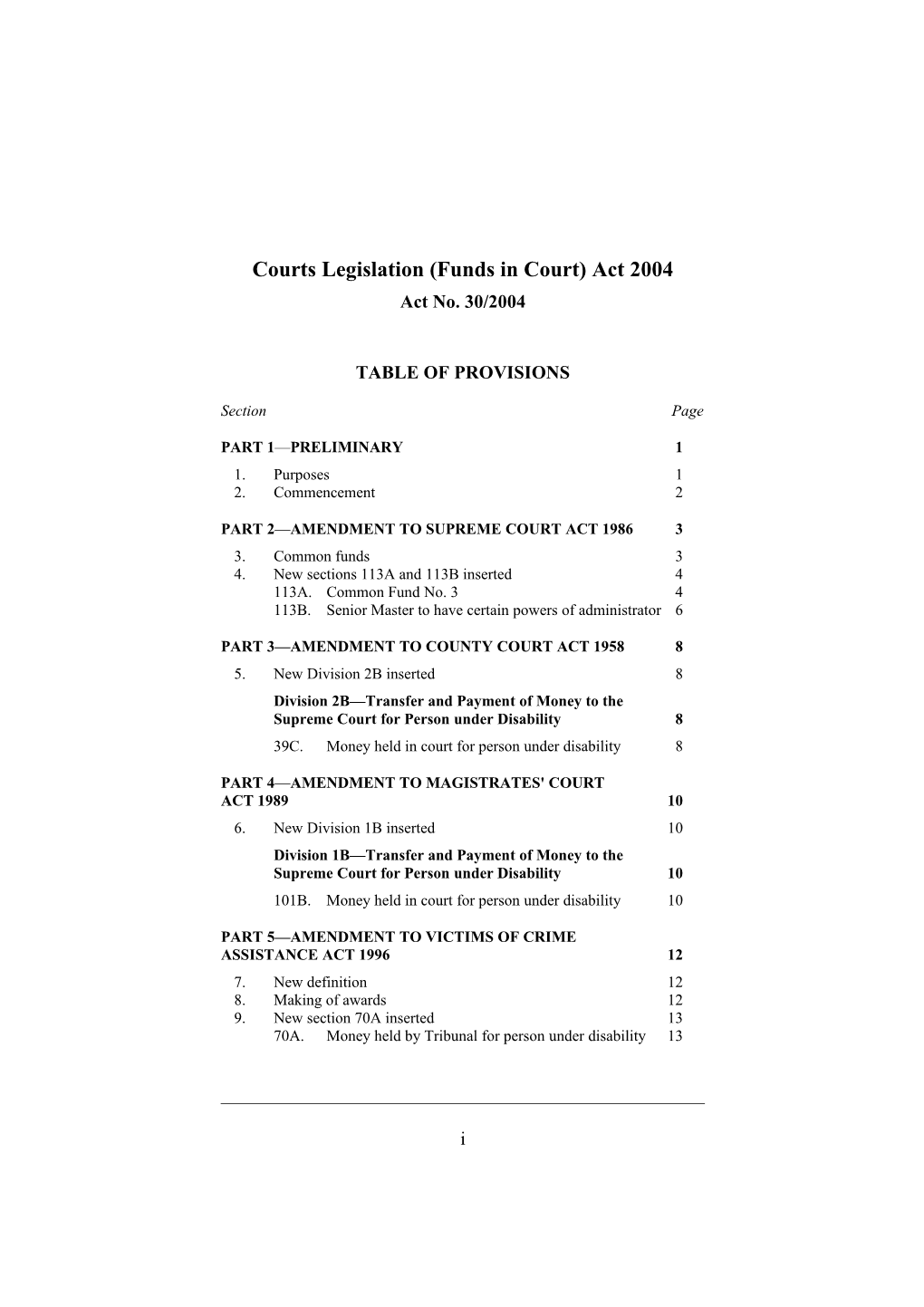 Courts Legislation (Funds in Court) Act 2004